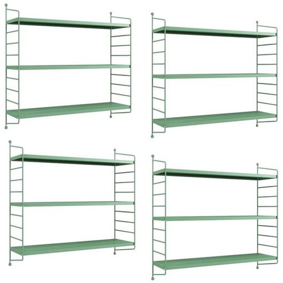 Lot de 4 étagères murales Strängnäs acier 50 x 60 x 15 cm vert pastel mat