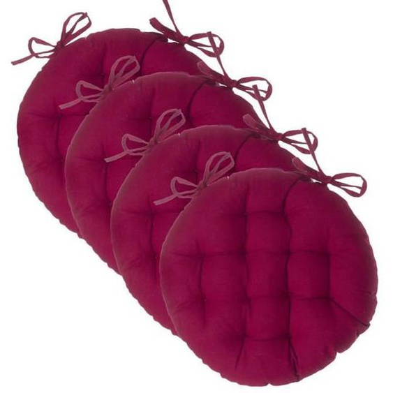 Lot de 4 Galettes de chaise en Coton Rouge D 38 cm - Atmosphera