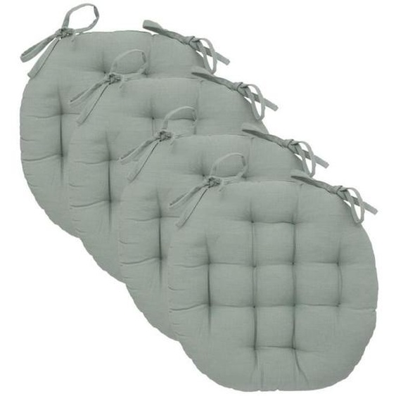 Galettes de chaise en Coton Vert Céladon - Lot de 4 - D 38 cm - Atmosphera