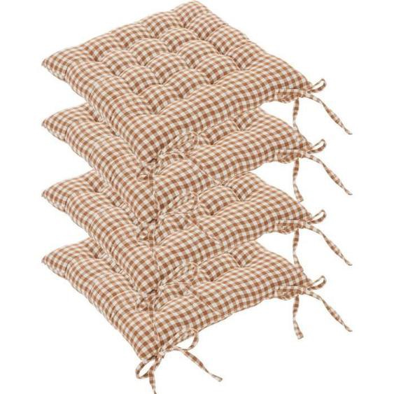 Galettes de chaise - ATMOSPHERA - Ivoire et Terracotta - 38 x 38 cm - 100% Coton - 4 pièces