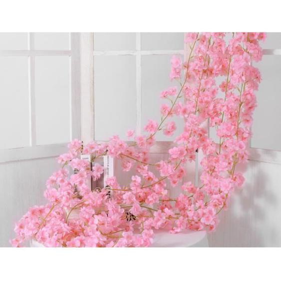 Lot de 4 guirlandes de fleurs de cerisier artificielles de 1,8 m en à suspendre pour la maison, un mariage, un jardin,rose clair