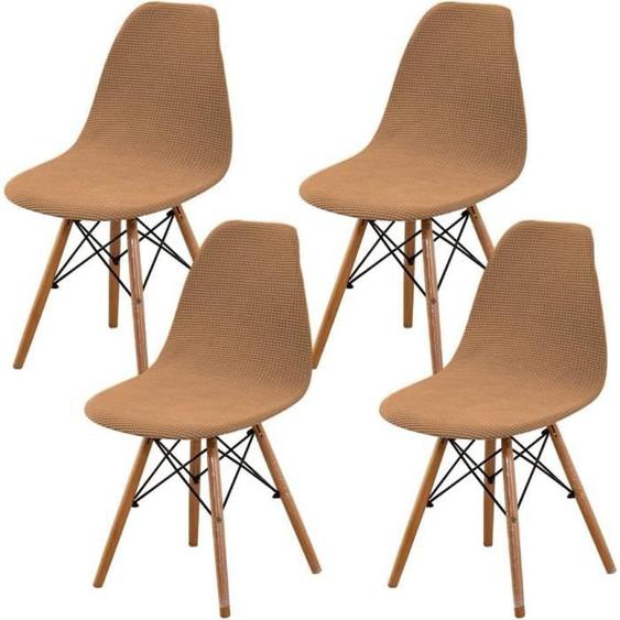 Lot de 4 Housse de Chaise Scandinaves de Salle à Manger Extensible, Housse de Chaise Scandinave,Camel A1222