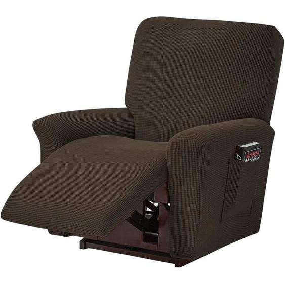 Lot de 4 housses de canapé,extensibles,pour fauteuil inclinable de relaxation et de massage,en élasthanne,dotées de Jacquard Marron
