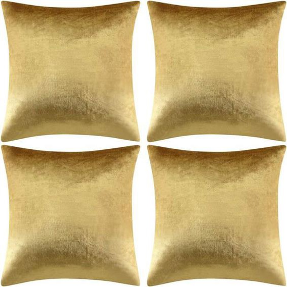 Lot de 4 Housses de Coussins en Velours Décoratif Canapé Taie doreiller, Doux Decoration Maison Salon Chambre, 45x45CM,Or