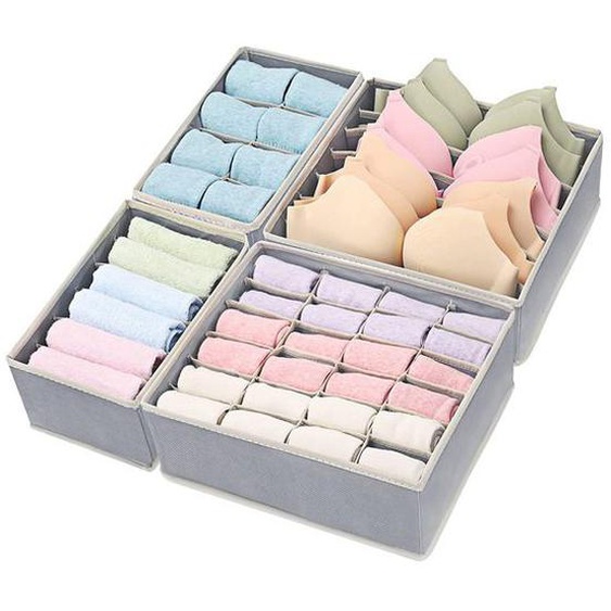 Lot de 4 organiseurs de tiroirs pliables pour sous-vêtements et soutiens-gorge, organiseurs de tiroirs de placard en tissu, boît