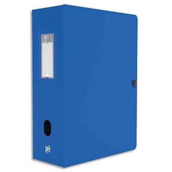 Lot de 4 - OXFORD Boîte de classement Memphis 24x32cm, en polypropylène 7/10e. Dos 10cm. Coloris Bleu