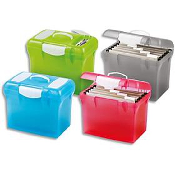 Lot de 4 - OXFORD Valise classement CLASS N GO, en polypro assortis translucide cadenassable. Livré avec 5 dossiers