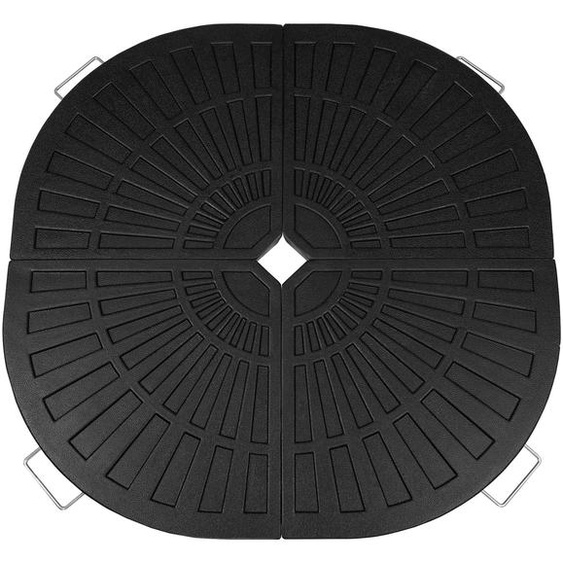 Lot de 4 pieds de parasol pour parasols à pied déporté et parasols en forme de banane, pour lextérieur (jardin, terrasse), 48 cm x 48 cm x 4 cm, noir, robustes, semi-circulaires, avec plaques de lestage en résine synthétique