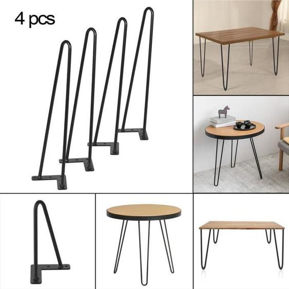 Lot de 4 pieds de table 18” en epingle à cheveux pied table en métal vintage pour table chaise