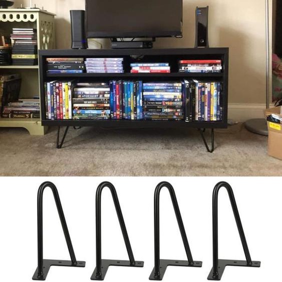 Lot de 4 pieds de table en épingle 7.8 inch, vintage industriel Noir avec 2 tiges @Yage