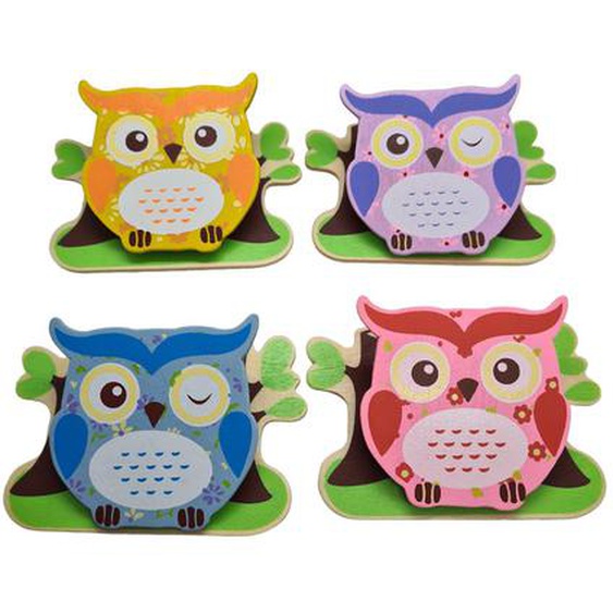 Lot De 4 Pinces Magnétiques Hibou Bleu