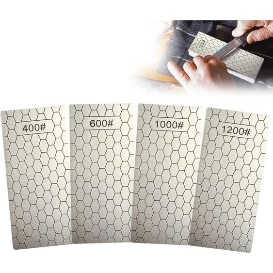 Lot de 4 Plaques DAffûTage DiamantéEs, Pierre à Aiguiser DiamantéE avec Surface en Nid DAbeille, Grain 400/600/1000/1200