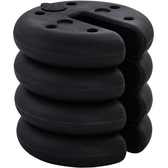 Lot de 4 poids de lestage rond pour tonnelle barnum tente dim. ø 25 x 6H cm hdpe noir