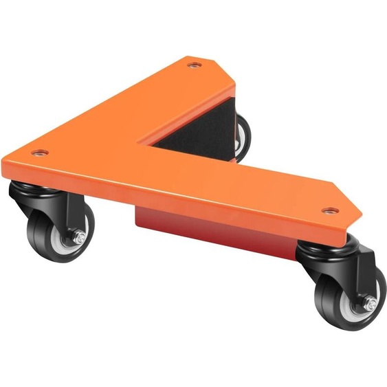 Lot de 4 roulettes pour meubles - Roulettes de transport triangulaires - Capacité de charge 639 kg - 3 roues par roulette - Acier au carbone etPolyuréthane- Pour bois/carrelage/béton/marbre - Orange
