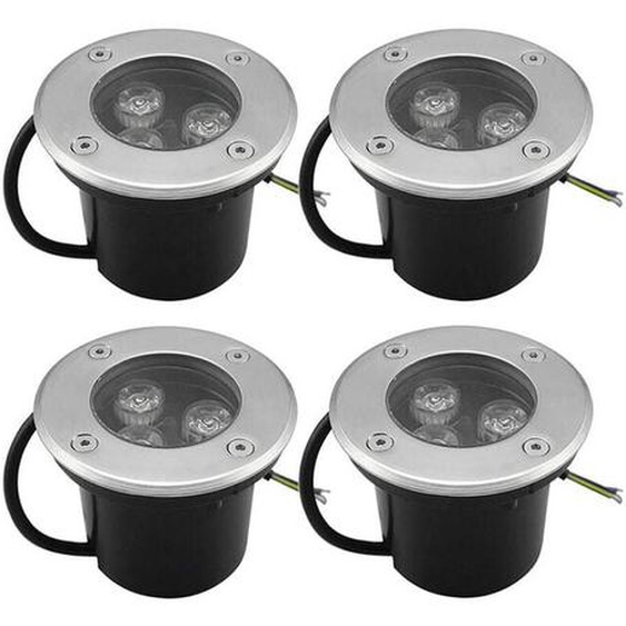 Lot de 4 Spot Led Encastrable Exterieur 4Pcs 3W IP65 Rond 270 Lumen 3000K Pour Terrasse Jardin Chemin 220V