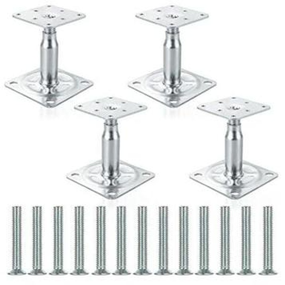 Lot de 4 supports de poteau surélevés galvanisés réglables de 100 à 150 mm, support de toit robuste pour construction