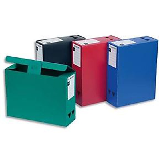 Lot de 4 - VIQUEL Boîte de classement MAXIDOC, en polypropylène 12/10ème, dos de 12cm, coloris assortis opaque