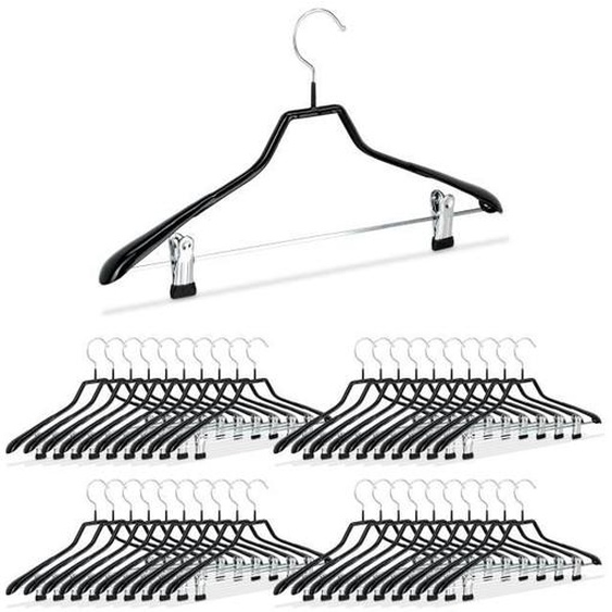 Relaxdays Cintres pour costumes revêtement antidérapant métal 42 cm lot de 40, noir