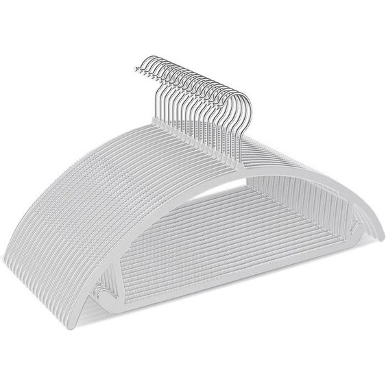 Lot de 5 cintres en plastique, sans bosses aux épaules, cintres pour costumes - Crochets chromés, cintres antidérapants peu