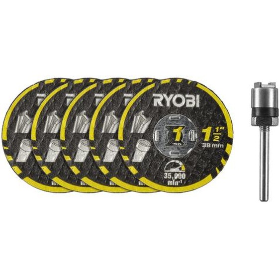 Lot de 5 disques à tronçonner 38 mm et 1 mandrin Twist Lock™