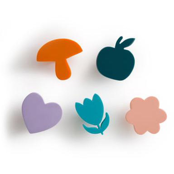 Lot de 5 patères enfant colorées, Divali