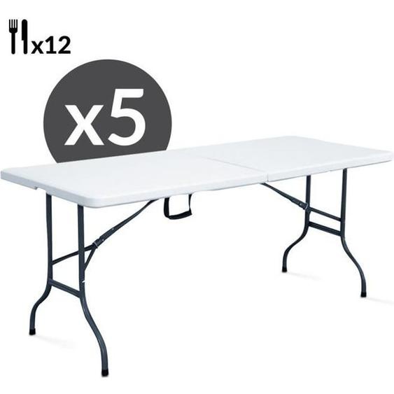 Lot de 5 tables pliantes de réception - MOB EVENT PRO - 244 cm - Rectangulaire - 12 personnes - Urbain