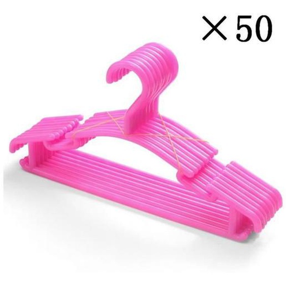 Lot de 50 cintres pour bébé ROSE en plastique sur crochet 27x15 cm