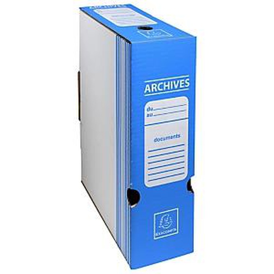 Lot de 50 - EXACOMPTA Boite archive Dos 100mm carton ondulé couleurs - 25x34cm - Bleu