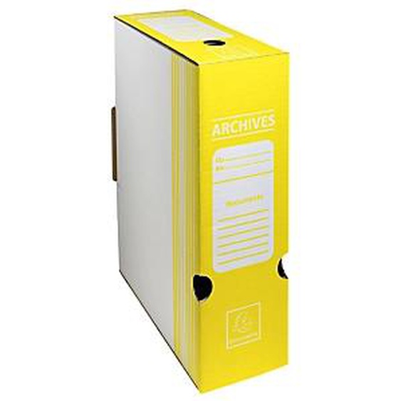 Lot de 50 - EXACOMPTA Boite archive Dos 100mm carton ondulé couleurs - 25x34cm - Jaune