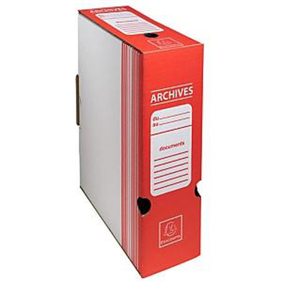 Lot de 50 - EXACOMPTA Boite archive Dos 100mm carton ondulé couleurs - 25x34cm - Rouge