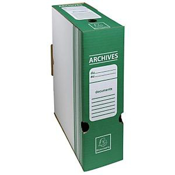 Lot de 50 - EXACOMPTA Boite archive Dos 100mm carton ondulé couleurs - 25x34cm - Vert