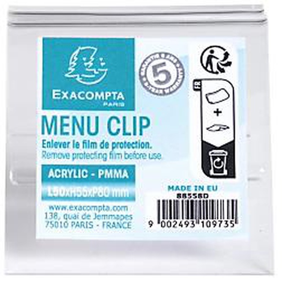 Lot de 50 - EXACOMPTA Porte-carte clip L50mm - Cristal