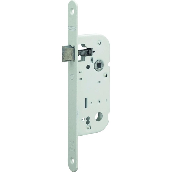 Lot de 50 serrures NF encastrables pour porte intérieure, axe 40mm, bouts ronds, blanc - THIRARD