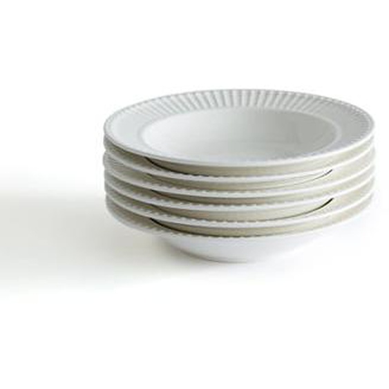 Lot de 6 assiettes creuses en porcelaine, Jewely