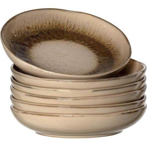 Lot de 6 assiettes en céramique beige - HOME 018536 MATERA Lot dassiettes