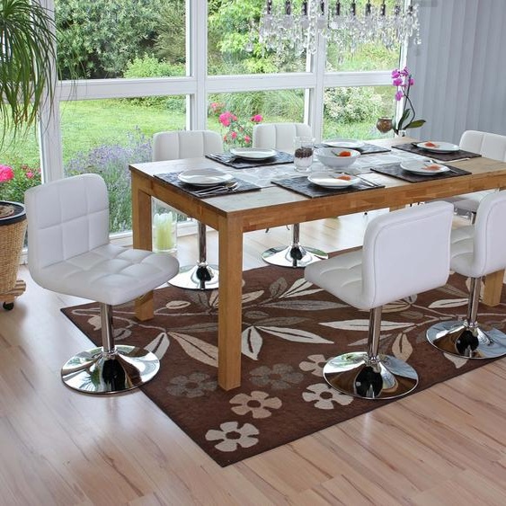 lot de 6 chaises de salle à manger Chaise pivotante Chaise Kavala similicuir chrome ~ blanc