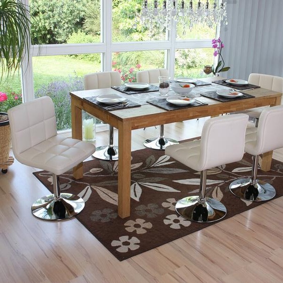 lot de 6 chaises de salle à manger Chaise pivotante Chaise Kavala similicuir chrome ~ crème