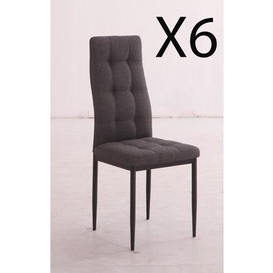 Lot de 6 chaises de Salle à Manger en Tissu Coloris Gris avec Pieds Coloris chromé - Longueur 41 x Profondeur 48 x Hauteur 96 cm
