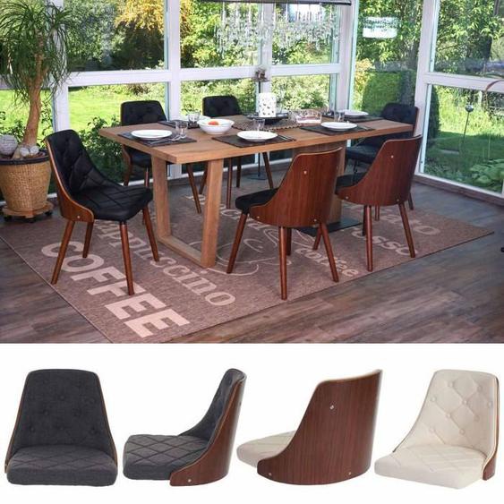 Lot de 6 chaises de salle à manger HWC-A75, chaise de cuisine visiteur, aspect noyer bois courbé ~ s