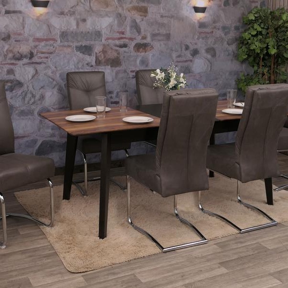 lot de 6 chaises de salle à manger HWC-G56, chaise de cuisine cantilever, textile aspect daim ~ gris