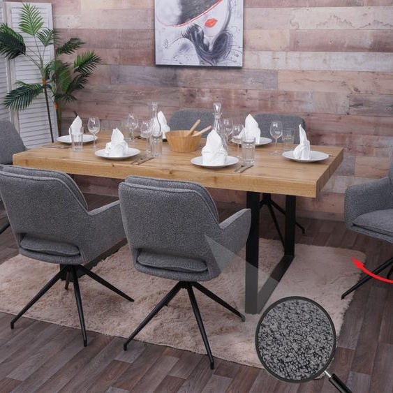 lot de 6 chaises de salle à manger HWC-N74, chaise de cuisine, pivotante Auto-Return, tissu Bouclé (540g/m²) Oeko-Tex ~ gris