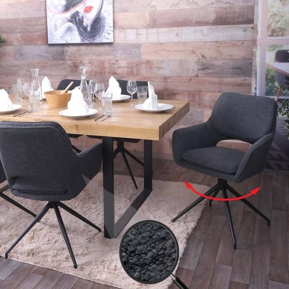 lot de 6 chaises de salle à manger HWC-N74, chaise de cuisine, pivotante Auto-Return, tissu Bouclé (540g/m²) Oeko-Tex ~ gris foncé