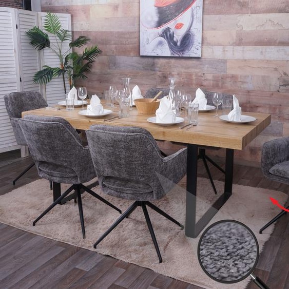lot de 6 chaises de salle à manger HWC-N74, chaise de cuisine, pivotante Auto-Return, tissu chenille (490g/m²) Öko-Tex ~ gris foncé