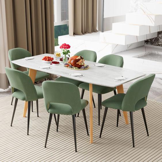 Lot de 6 Chaises de Salon - VIVOLILV - Vert - Tissu et métal - Avec Dossier - Poids jusquà 200kg