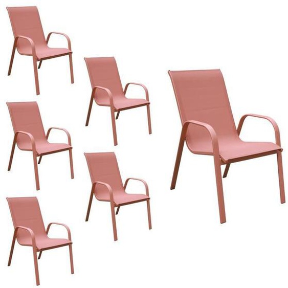 Lot de 6 chaises MARBELLA en textilène terracotta - aluminium terracotta