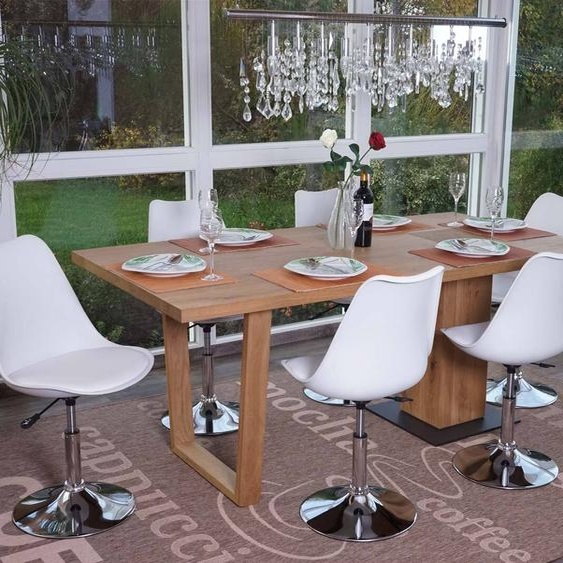 lot de 6 chaises pivotantes Malmö T501, chaise de cuisine, réglable en hauteur, similicuir ~ blanc, pied chromé