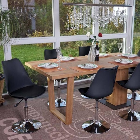 lot de 6 chaises pivotantes Malmö T501, chaise de cuisine, réglable en hauteur, similicuir ~ noir, pied chromé