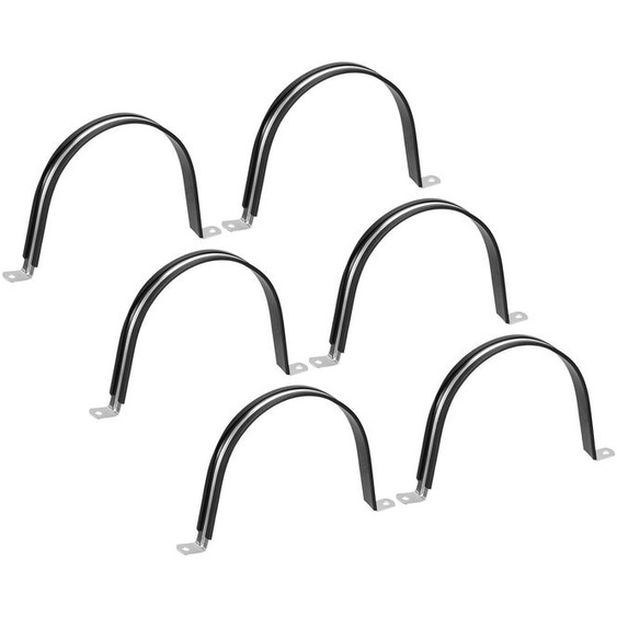 Lot de 6 colliers de serrage de 150 mm, en acier inoxydable avec revêtement en caoutchouc, de forme en U
