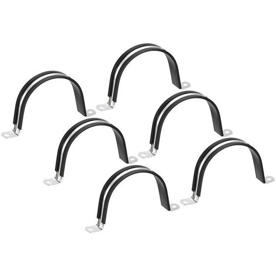 Lot de 6 colliers de serrage pour câbles, de 77 mm, en caoutchouc, en acier inoxydable, de forme en U