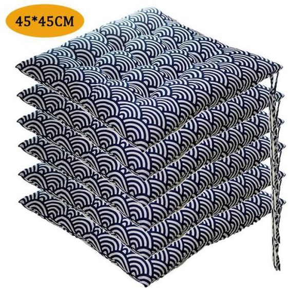 Lot de 6 Coussin de Chaise Coussins de Siège, Carré Tatami Respirant Schéma Coussins de Chaise Galette de Chaise, 45*45cm,Style B